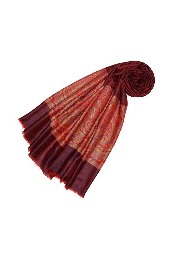 LORENZO CANA Echarpe de 100% Cachemire pour la femme – 70 x 200 cm, jacquard, motif paisley, avec bordure - souple et noble –