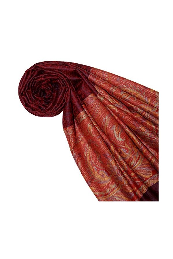 LORENZO CANA Echarpe de 100% Cachemire pour la femme – 70 x 200 cm, jacquard, motif paisley, avec bordure - souple et noble –