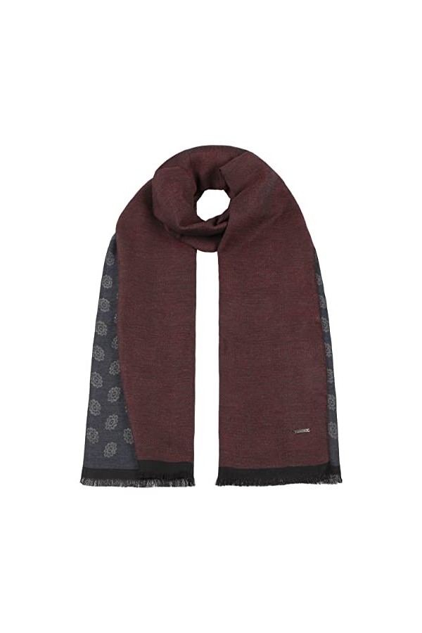 Stetson Two Sides Écharpe en coton pour femme - Fabriqué en Italie avec franges, franges automne-hiver, rouge, taille unique