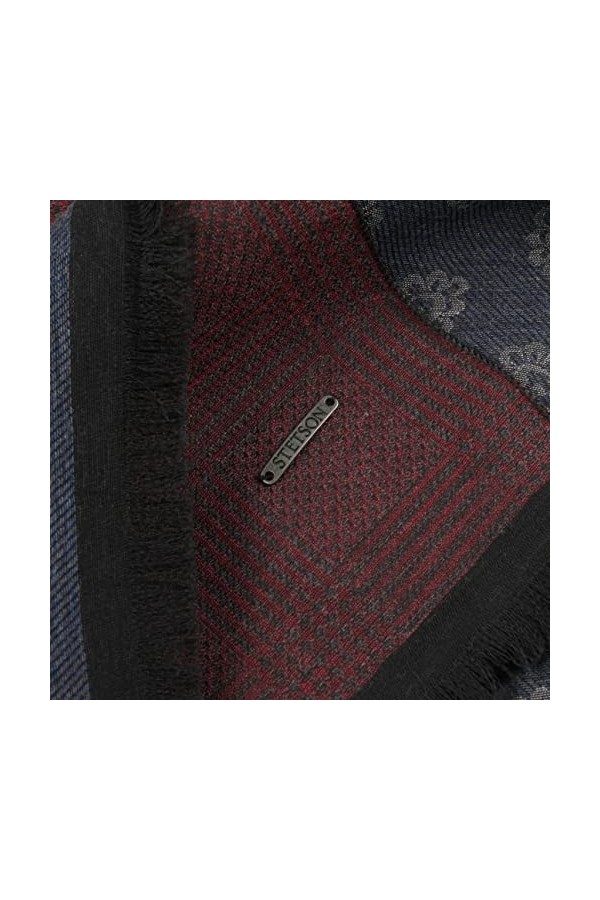 Stetson Two Sides Écharpe en coton pour femme - Fabriqué en Italie avec franges, franges automne-hiver, rouge, taille unique