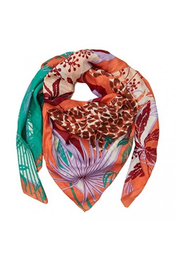 Becksöndergaard Lehua Sico 2301648006-018 Écharpe triangulaire en coton pour femme Motif léopard Marron 140 x 140 cm, multico