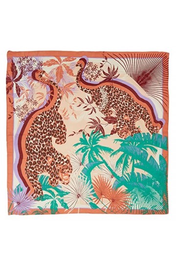 Becksöndergaard Lehua Sico 2301648006-018 Écharpe triangulaire en coton pour femme Motif léopard Marron 140 x 140 cm, multico