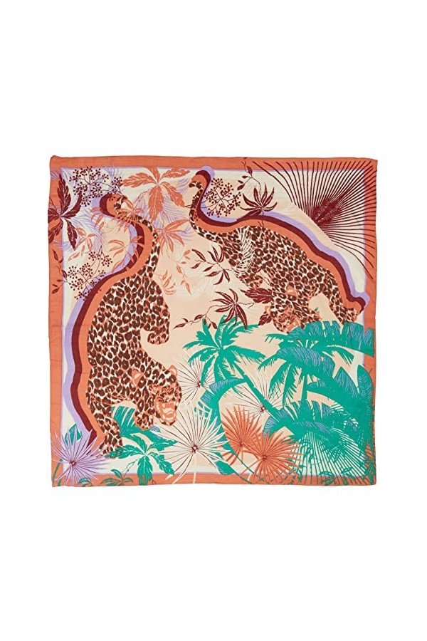 Becksöndergaard Lehua Sico 2301648006-018 Écharpe triangulaire en coton pour femme Motif léopard Marron 140 x 140 cm, multico