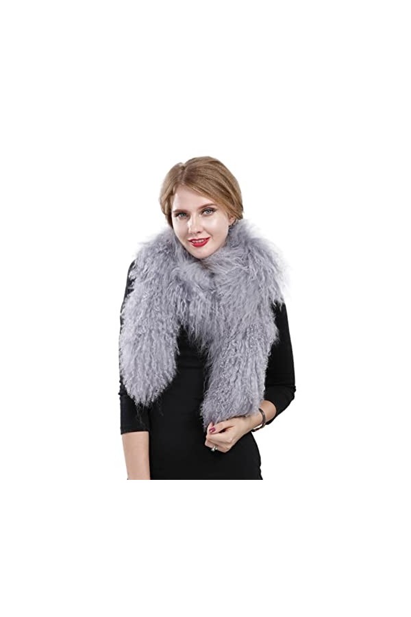 XUYUZUAU Foulard chaud pour femme - Agneau de Mongolie - Longue écharpe tour de cou pour lautomne et lhiver - 180 x 20 cm, 