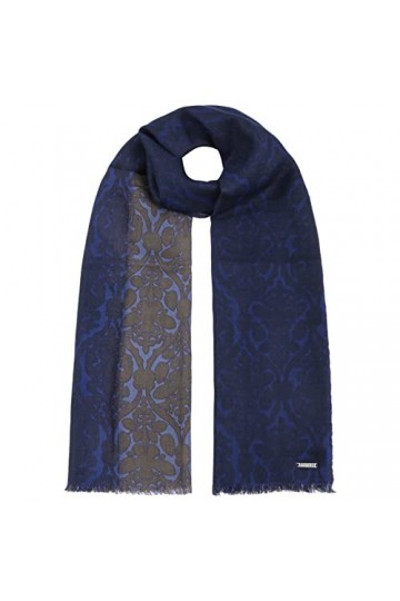 Stetson Treavo Écharpe en laine Écharpe dhiver pour homme/femme avec franges printemps-été automne-hiver, bleu, Taille uniqu