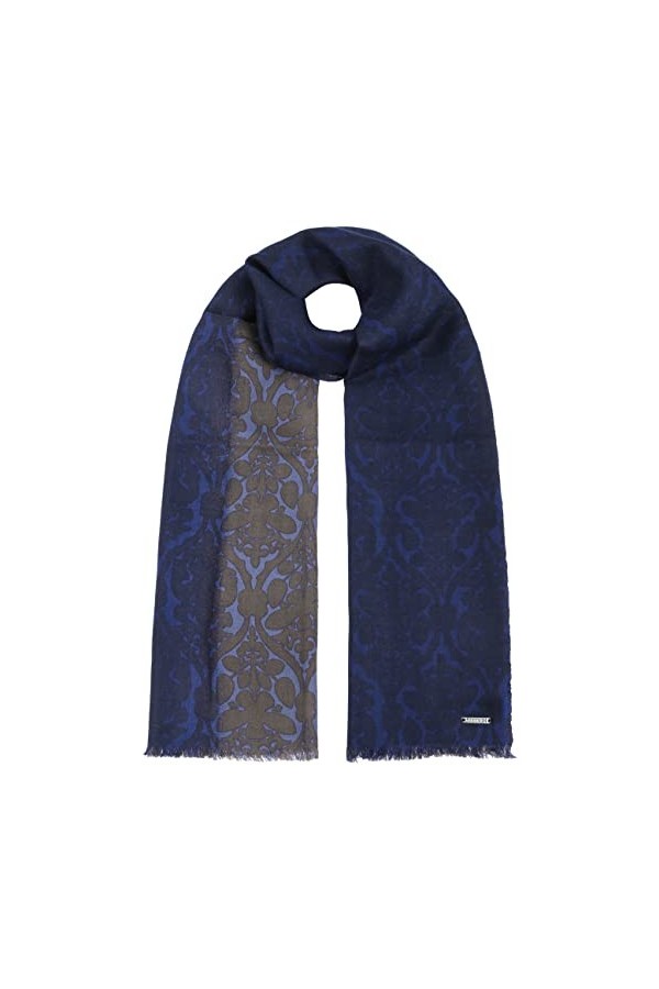 Stetson Treavo Écharpe en laine Écharpe dhiver pour homme/femme avec franges printemps-été automne-hiver, bleu, Taille uniqu