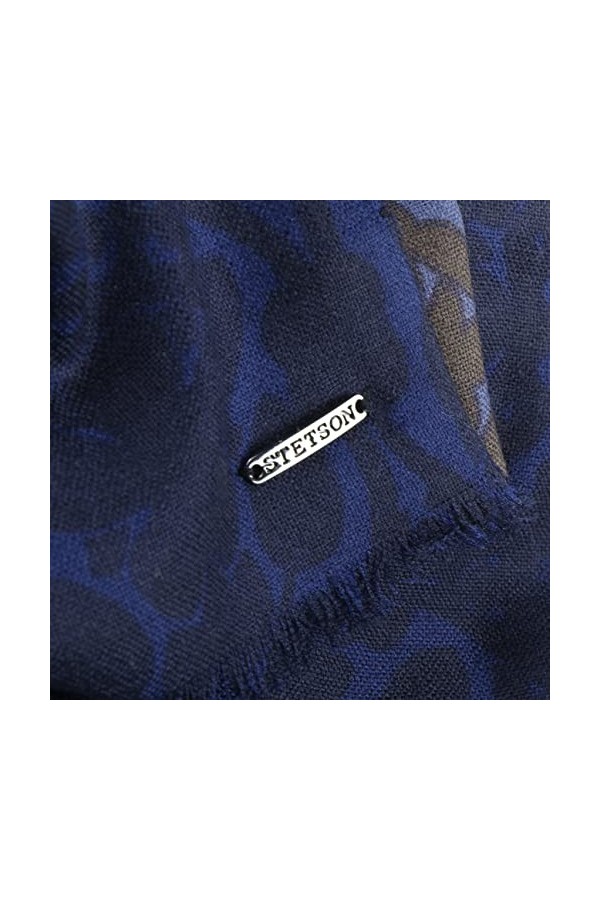 Stetson Treavo Écharpe en laine Écharpe dhiver pour homme/femme avec franges printemps-été automne-hiver, bleu, Taille uniqu