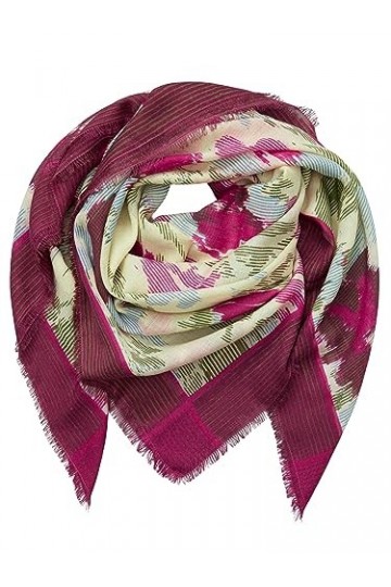 Becksöndergaard Florenza Siw Écharpe pour femme en cabaret rose en laine/soie – Foulard triangulaire doux avec motif floral a