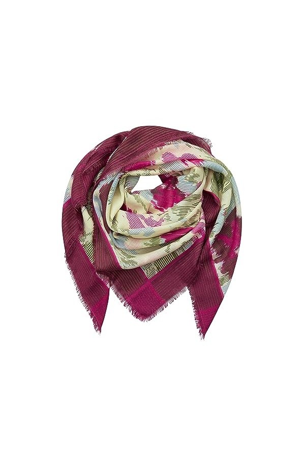 Becksöndergaard Florenza Siw Écharpe pour femme en cabaret rose en laine/soie – Foulard triangulaire doux avec motif floral a