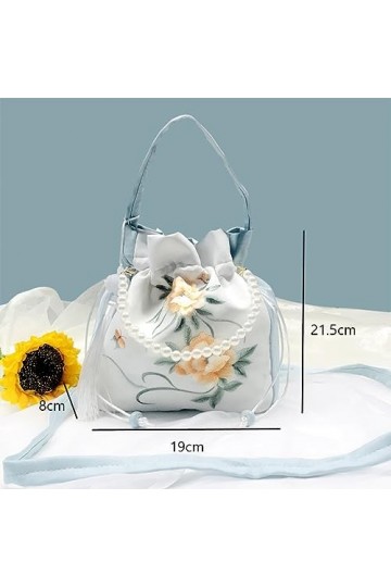 CRSUSUKJ Sac Porté Main pour Femmes,Sac à bandoulière imprimé Antique,Sac à bandoulière de style chinois,Seau Vintage Femmes 