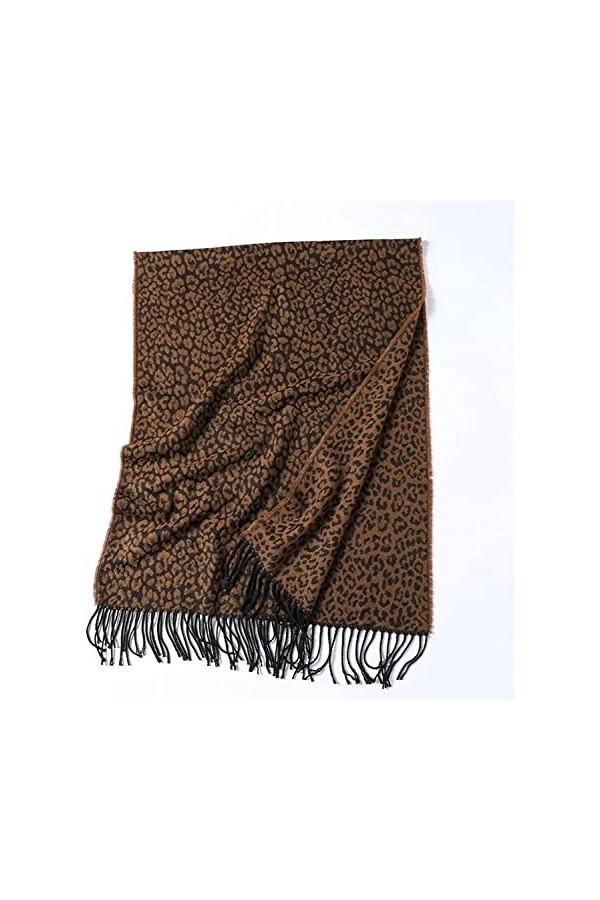 Châle à la Mode Écharpes Poncho Écharpe, Écharpe Femme Imprimé Style Léopard Chaud Hiver Dame Cachemire Tricoté Châles Foular