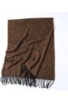 Châle à la Mode Écharpes Poncho Écharpe, Écharpe Femme Imprimé Style Léopard Chaud Hiver Dame Cachemire Tricoté Châles Foular