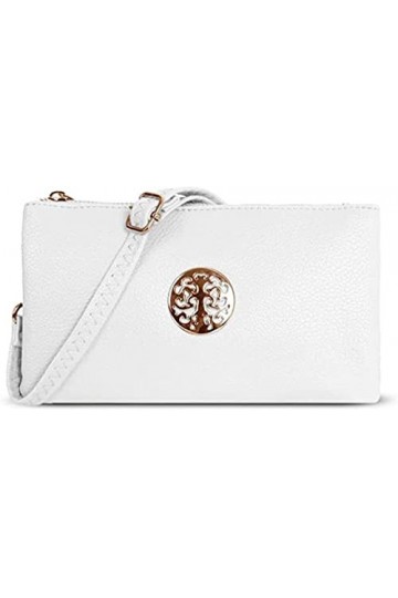 Sac à bandoulière en similicuir pour femme, blanc, ‎12cm Height x 20cm width x 4cm depth 