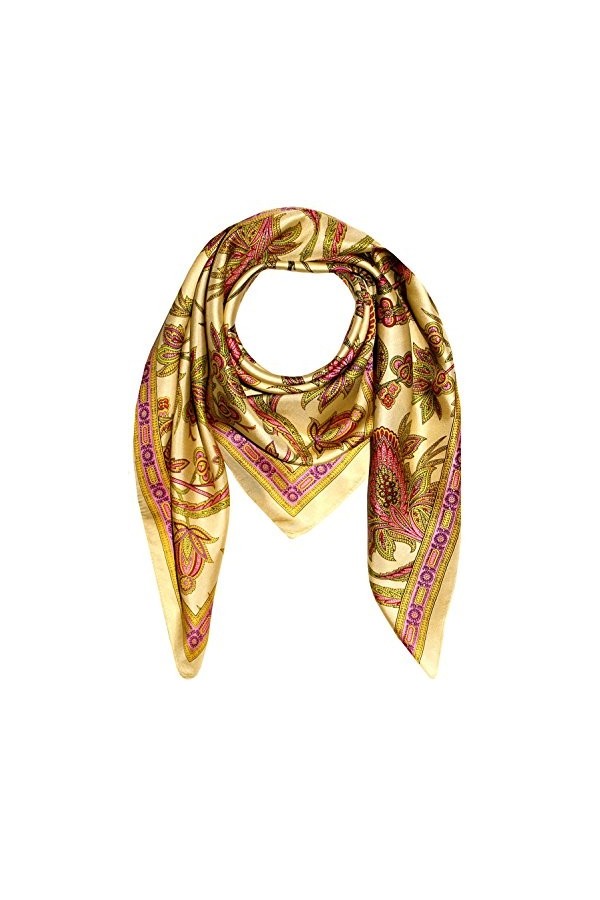 LORENZO CANA Foulard pour la femme – écharpe de 100% soie pour le printemps et l´été, carré avec les mesures de 90 x 90 cm – 