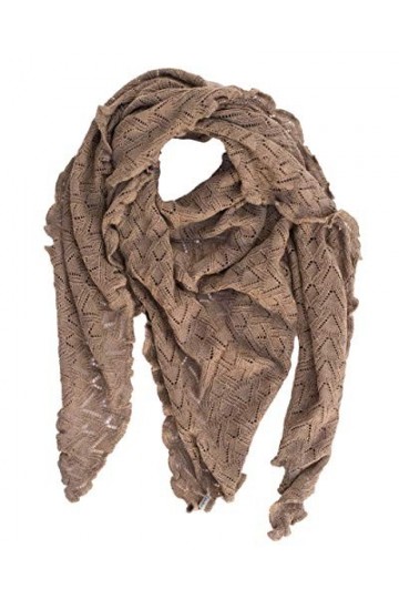 Invero, Foulard triangulaire en laine mérinos Susi, 100 % laine, stone, Groß lange Seite 220cm, kurze Seiten 165 cm 