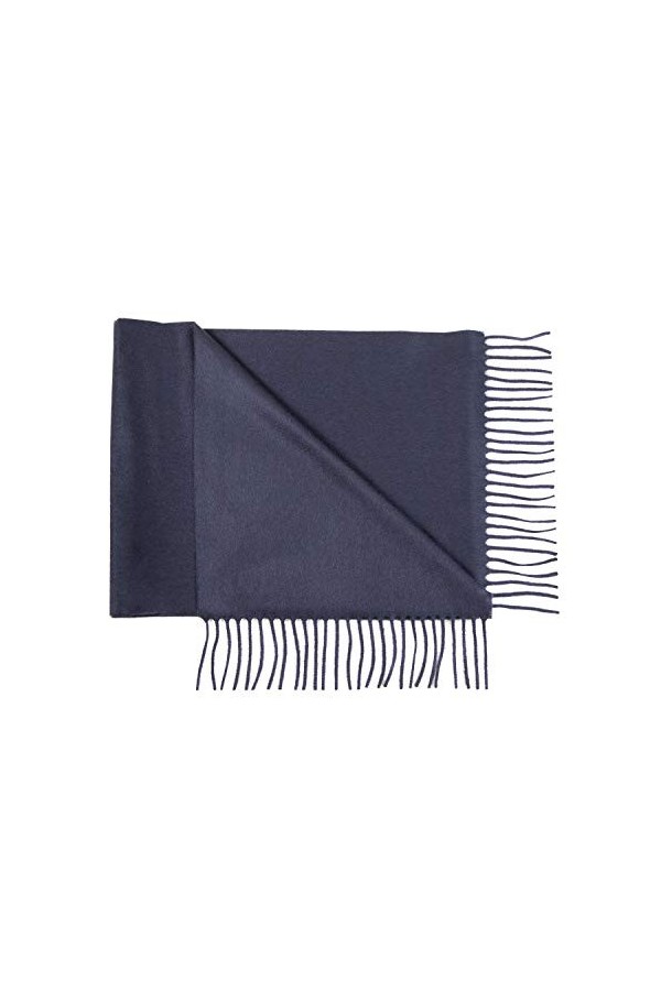 Graham Cashmere - Écharpe tissée unisexe en pur cachemire – Fabriquée en Écosse bleu nuit .