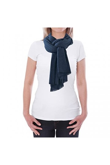 LES Poulettes - Echarpe Laine et Cachemire Bleu Moyen