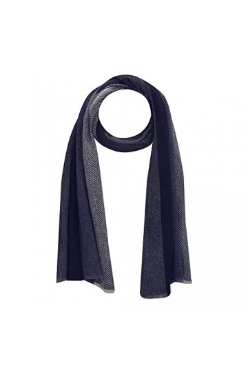 LES Poulettes - Echarpe Laine et Cachemire Rayures Dégradé de Bleus