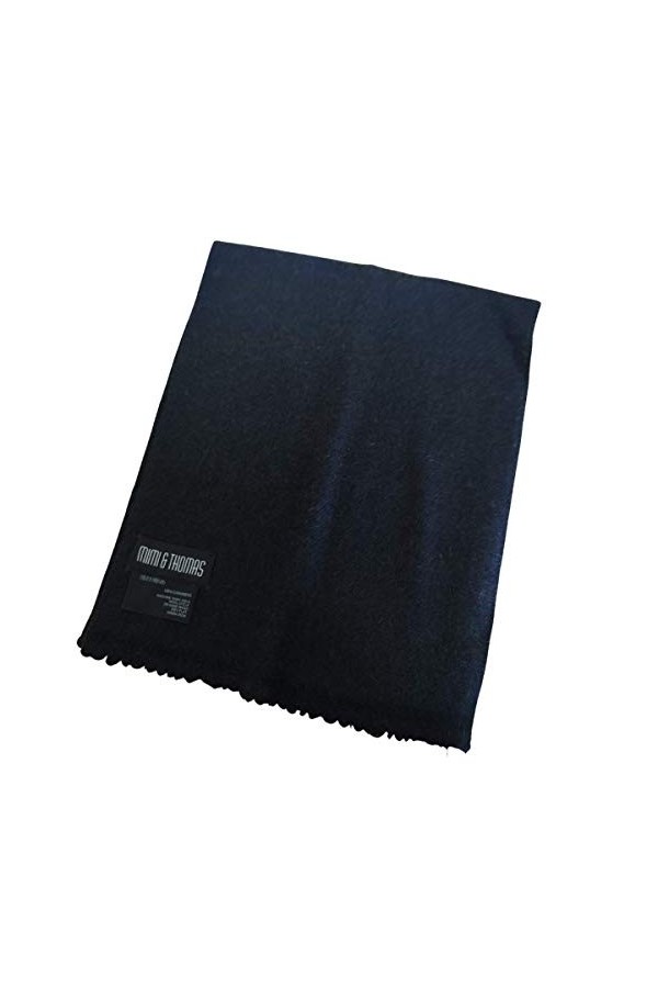 Mimi & Thomas Écharpes unisexes 100 % cachemire tissé pur, Noir , taille unique