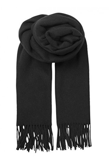 Becksöndergaard Crystal Edition Écharpe pour femme Grande écharpe chaude unie 100 % laine 50 x 220 cm, Noir , B:50 x L:220 cm