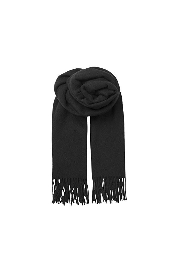 Becksöndergaard Crystal Edition Écharpe pour femme Grande écharpe chaude unie 100 % laine 50 x 220 cm, Noir , B:50 x L:220 cm
