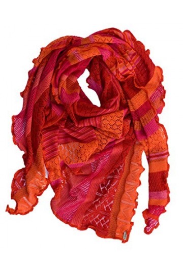 Invero, Écharpe triangulaire en laine mérinos Kyra 100% laine, flamenco, Groß lange Seite 220cm, kurze Seiten 165 cm 