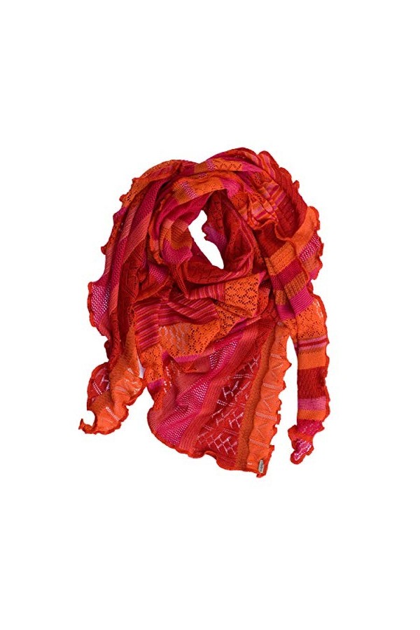 Invero, Écharpe triangulaire en laine mérinos Kyra 100% laine, flamenco, Groß lange Seite 220cm, kurze Seiten 165 cm 