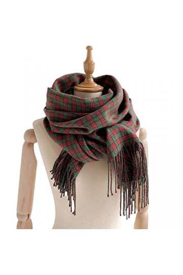 Samnuerly Écharpe Mode Treillis Écharpe Femmes Hiver Imitation Écharpe Chaude Femme Hiver en Plein Air Voyage Double Face Châ