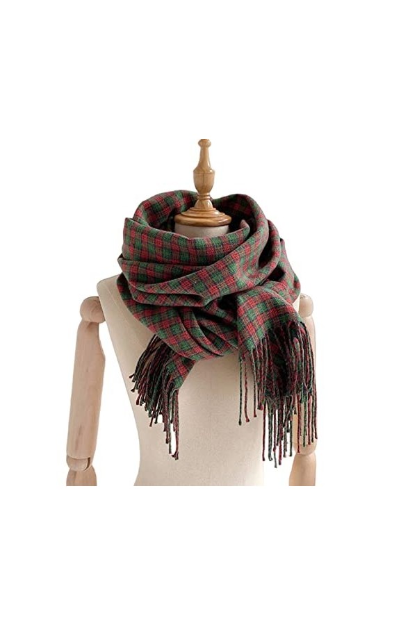 Samnuerly Écharpe Mode Treillis Écharpe Femmes Hiver Imitation Écharpe Chaude Femme Hiver en Plein Air Voyage Double Face Châ