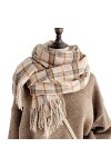 Samnuerly Écharpe Mode Treillis Écharpe Femmes Hiver Imitation Écharpe Chaude Femme Hiver en Plein Air Voyage Double Face Châ