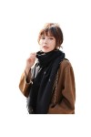 OVLAJ Echarpe Femme Cachemire Femmes Châles Et Enveloppements DÉcharpe Hivernale en Laine pour Les Dames-Black,180X30Cm