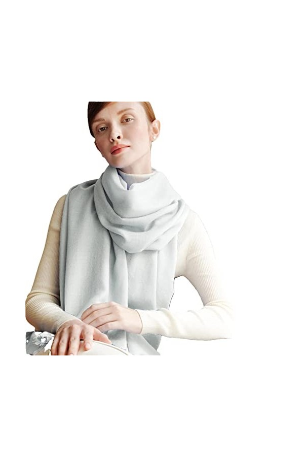 UKKO Echarpe Femme Cachemire Femmes dhiver Longues Écharpes pour La Mode Warp Poncho Foulards-Light Blue