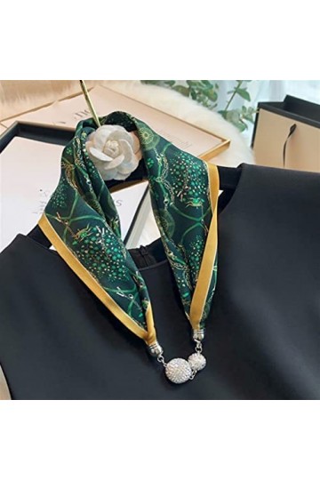 Boucle magnétique Collier Pendentif écharpe en Soie Petite écharpe Femme Tout Match Petite écharpe Bijoux écharpe Femme