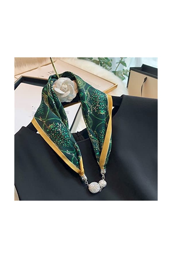 Boucle magnétique Collier Pendentif écharpe en Soie Petite écharpe Femme Tout Match Petite écharpe Bijoux écharpe Femme