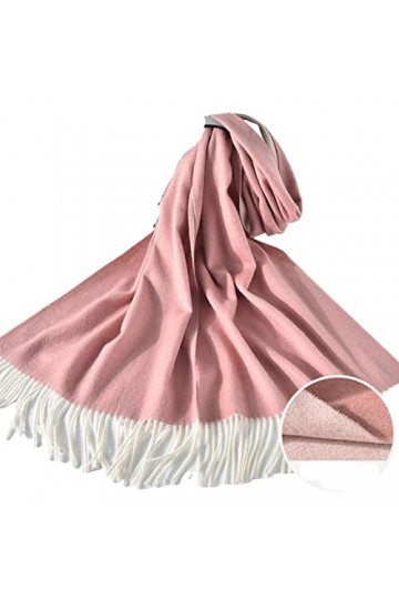 UKKO Echarpe Femme Cachemire Écharpes De La Laine Femmes Réversibles Chaude Châle Cachemine Enveloppe LAutomne Hiver-Pale Pi