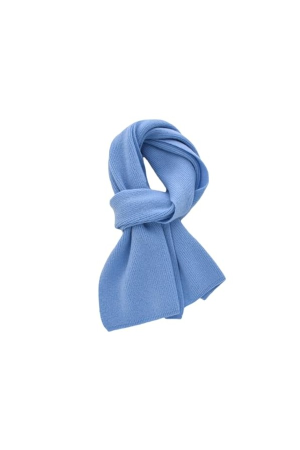 Écharpe tricotée en cachemire solide pour femmes ou hommes, écharpe dhiver chaude et épaisse pour enfants, bleu glace, Adult
