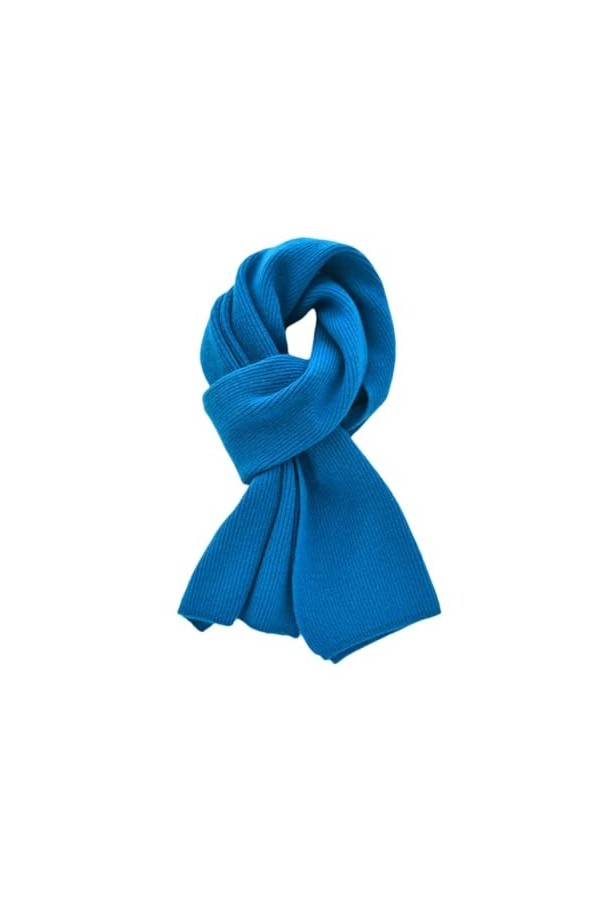 Écharpe tricotée en cachemire solide pour femmes ou hommes, écharpe dhiver chaude et épaisse pour enfants, bleu glace, Adult