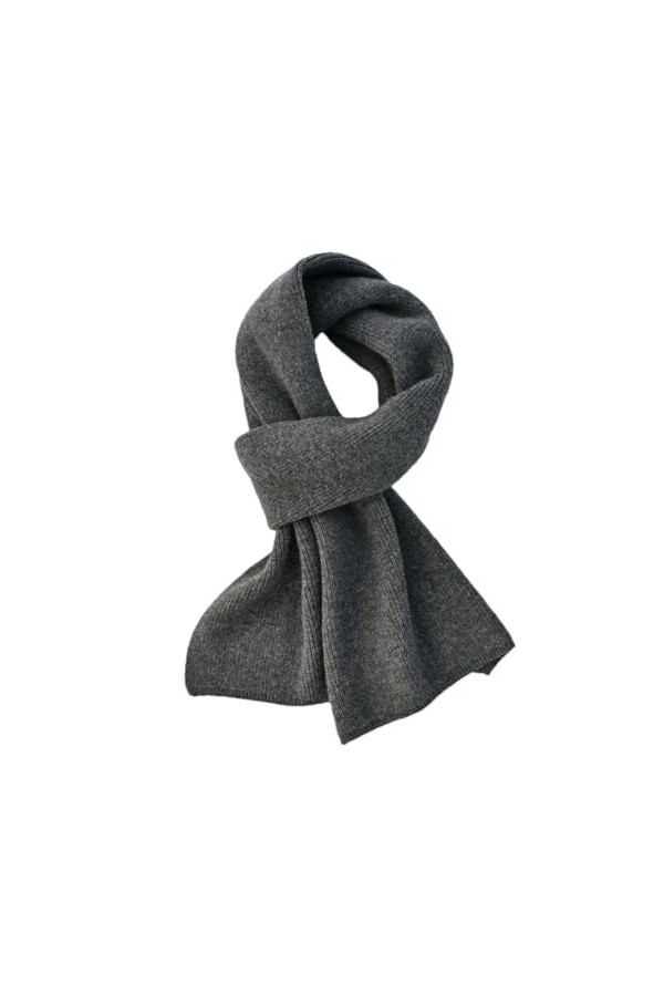 Écharpe tricotée en cachemire solide pour femmes ou hommes, écharpe dhiver chaude et épaisse pour enfants, Noir , Adults 152