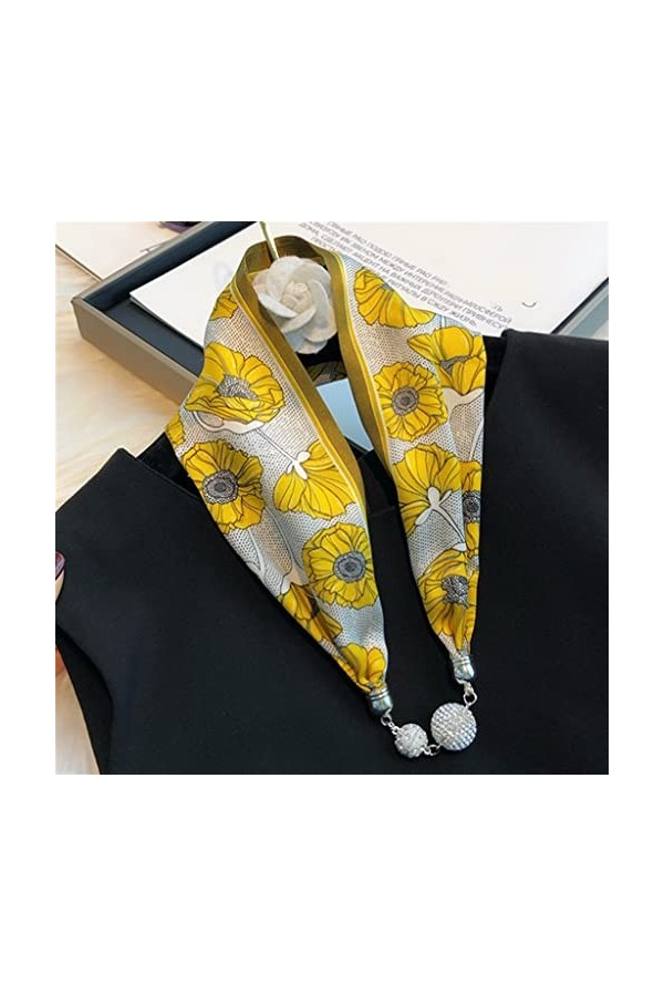 Écharpe en Soie de Style Occidental Collier Boucle magnétique Pendentif Mode écharpe de Cou des Femmes écharpe des Femmes