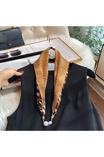 Clavicule Petite Écharpe Chaîne Bijoux Femme Boucle Magnétique Collier Pendentif Imprimé Soie Écharpe Femmes écharpe