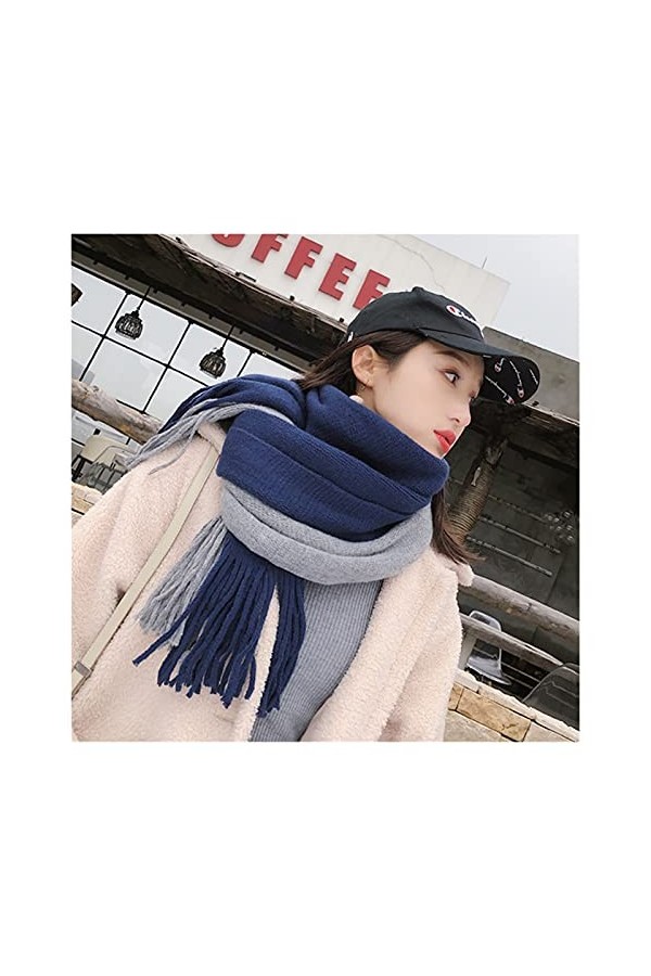 ZZLLFF Écharpe Femmes Lovers en Laine en Laine dhiver épaissir Version coréenne Long Tassel Imitation Cachemire Student Stud