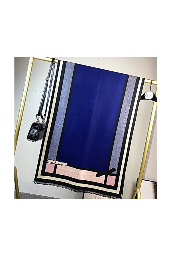 ZZLLFF Thermique Jacquard Châle Couleur Classique Association Cachemire comme épaissie Fleece Écharpe Femme Mode 180 * 70cm 