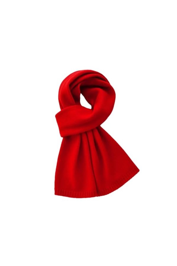 Petite écharpe chaude en cachemire pour femme - Automne et hiver - En laine tricotée - Cadeau de Noël, Rouge, Adults 152CM