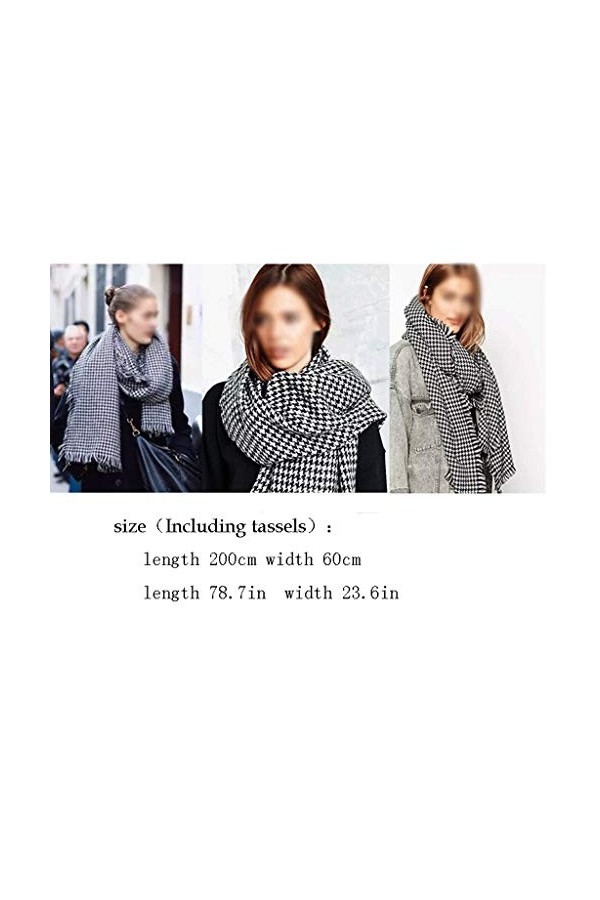 TYXL Foulard de Soie Femme, Écharpe Femmes Cachemire Laine Écharpe Femme Automne et Hiver Double Face Noir et Blanc Rayé Glan