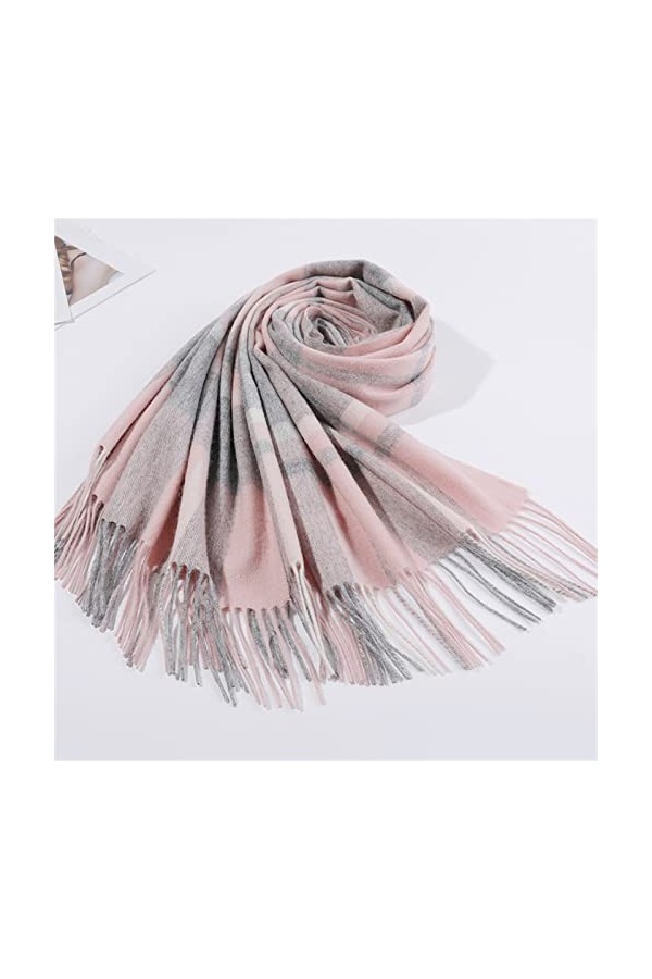 ZWEBY Écharpe Femme Écharpe de Couverture à Carreaux de Mode for Dames dautomne et dhiver Doux Chaud Couleur : Gray Powder