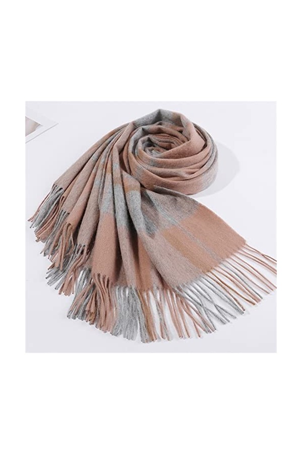 ZWEBY Écharpe Femme Écharpe de Couverture à Carreaux de Mode for Dames dautomne et dhiver Doux Chaud Couleur : Gray Powder