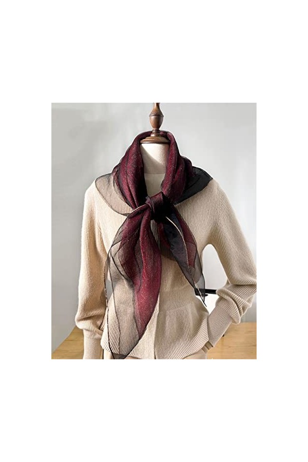 Écharpe en Soie Crimson Écharpe en Fil Filé Printemps et Automne pour Femmes Écharpe Mère en Soie de Mûrier Été Couleur : A,