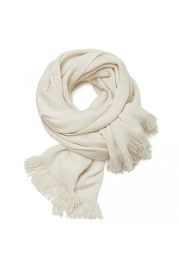 JUGUU Echarpes Et Chales100% Cachemire Écharpe En Cachemire Pour Femme Avec Fil Creux, Épaissie 249G-Blanc_194 * 42 Cm