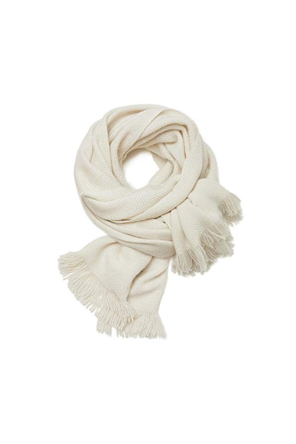 JUGUU Echarpes Et Chales100% Cachemire Écharpe En Cachemire Pour Femme Avec Fil Creux, Épaissie 249G-Blanc_194 * 42 Cm