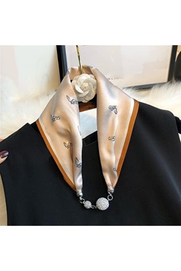 Collier écharpe en Soie All-Match pour Femme Boucle magnétique Pendentif Petite écharpe Bijoux écharpe pour Femme